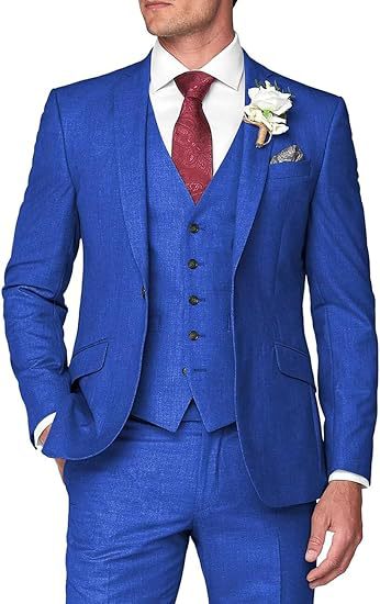Mens Three-Piece Slim Fit Suit for Business and Wedding