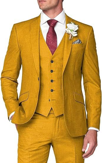 Mens Three-Piece Slim Fit Suit for Business and Wedding