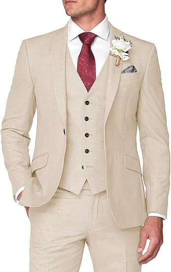 Mens Three-Piece Slim Fit Suit for Business and Wedding