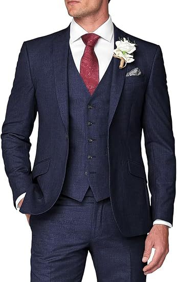 Mens Three-Piece Slim Fit Suit for Business and Wedding
