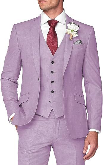 Mens Three-Piece Slim Fit Suit for Business and Wedding