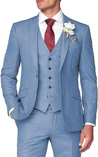 Mens Three-Piece Slim Fit Suit for Business and Wedding