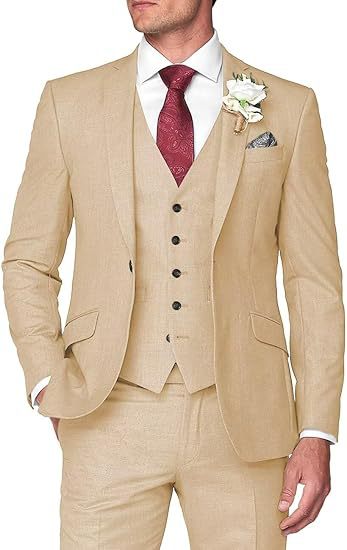 Mens Three-Piece Slim Fit Suit for Business and Wedding