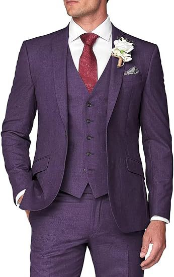 Mens Three-Piece Slim Fit Suit for Business and Wedding
