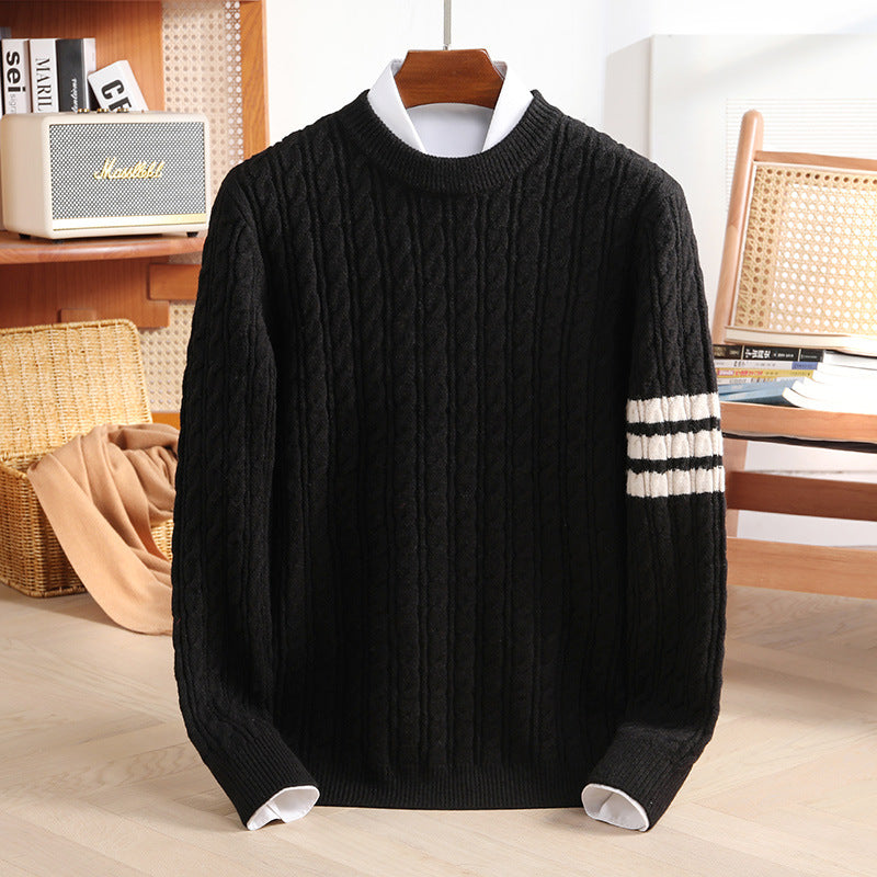 Mens Twisted Knit Wool Blend Sweater