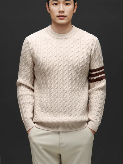 Mens Twisted Knit Wool Blend Sweater
