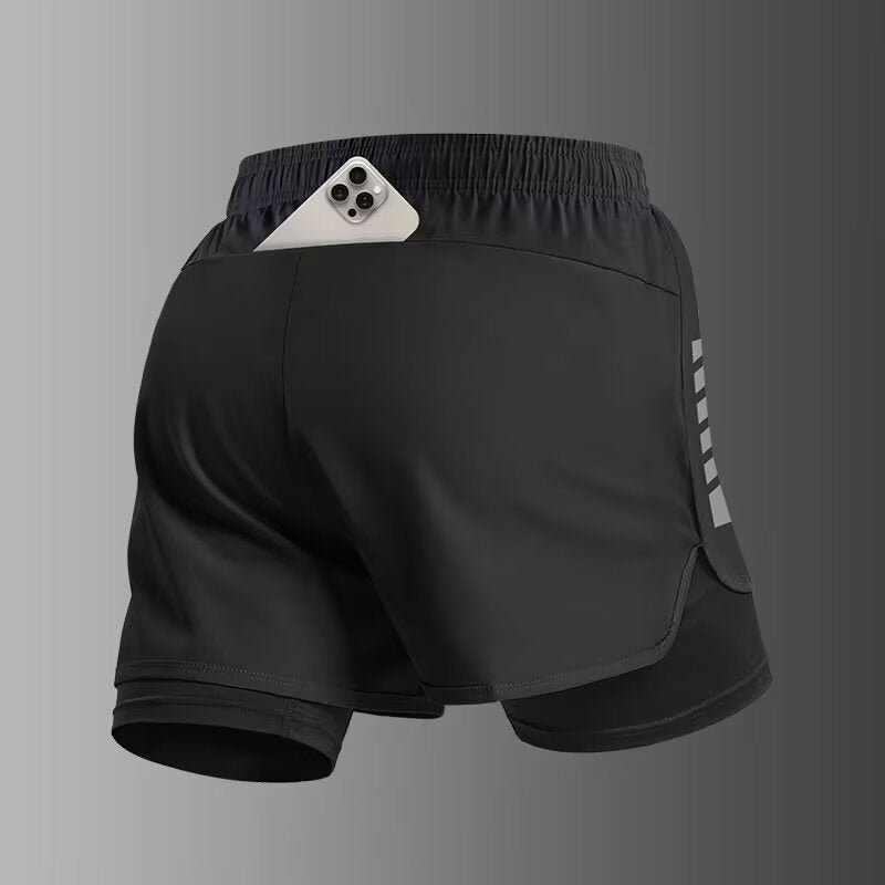 Mens Two In One Running Shorts Quick Dry Training Pants Summer