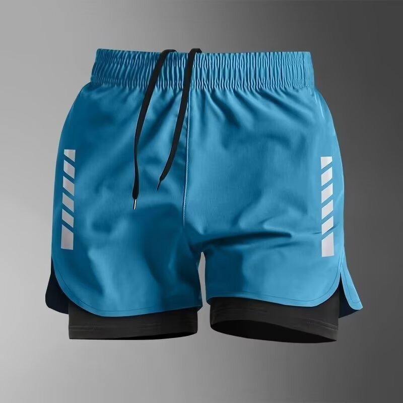 Mens Two In One Running Shorts Quick Dry Training Pants Summer