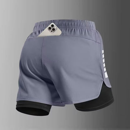 Mens Two In One Running Shorts Quick Dry Training Pants Summer