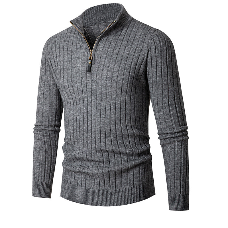 Mens Vertical Striped Wool Blend Cardigan