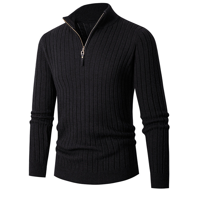 Mens Vertical Striped Wool Blend Cardigan