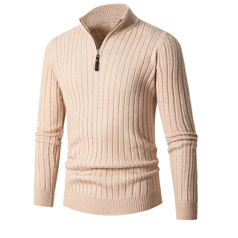 Mens Vertical Striped Wool Blend Cardigan