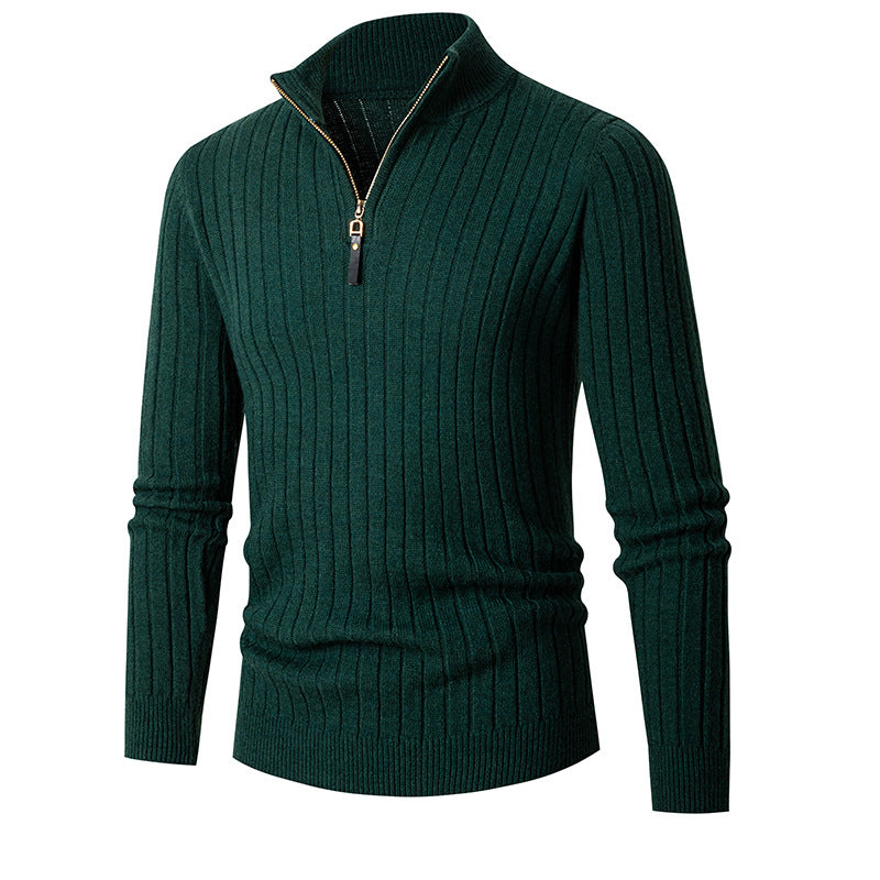 Mens Vertical Striped Wool Blend Cardigan