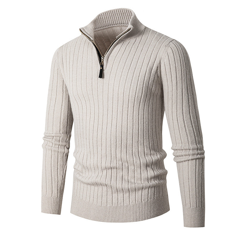Mens Vertical Striped Wool Blend Cardigan