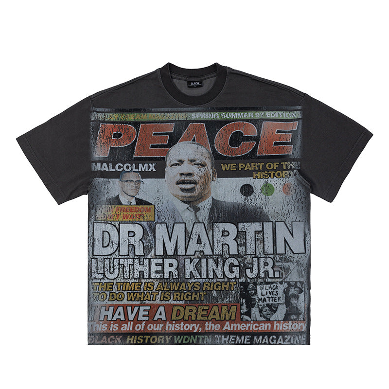 Mens Vintage Rap Print Cotton T-Shirt