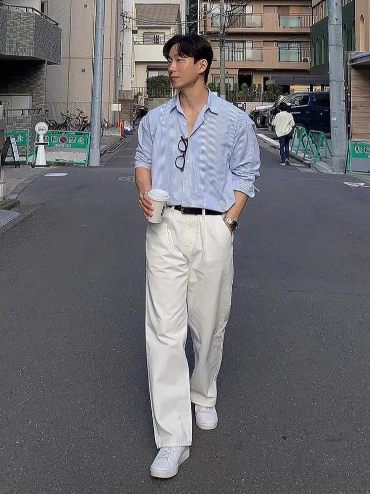 Mens Vintage Striped Casual Shirt