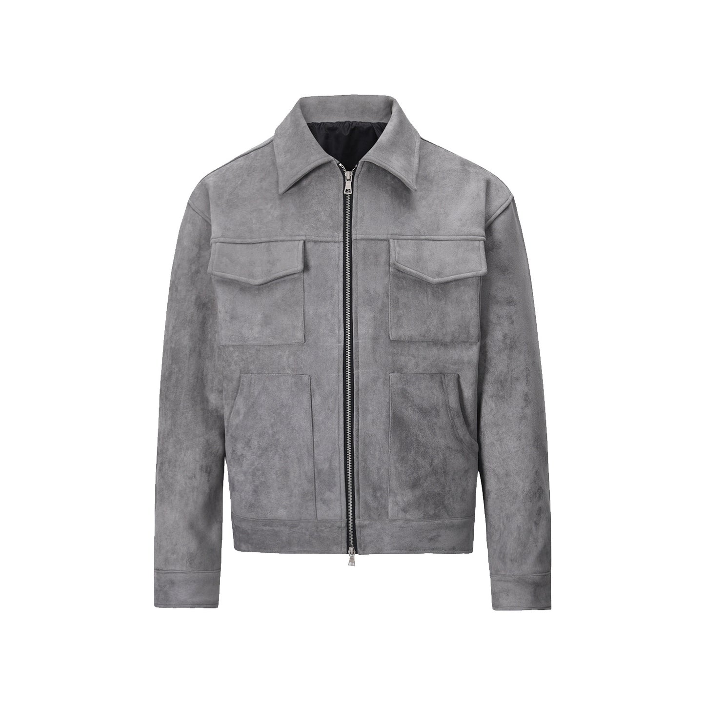 Mens Vintage Suede Lapel Casual Jacket