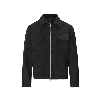 Mens Vintage Suede Lapel Casual Jacket