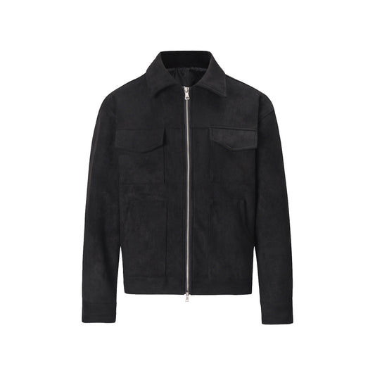 Mens Vintage Suede Lapel Casual Jacket