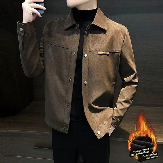 Mens Vintage Suede Lapel Jacket