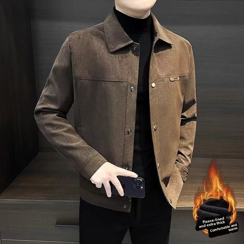 Mens Vintage Suede Lapel Jacket