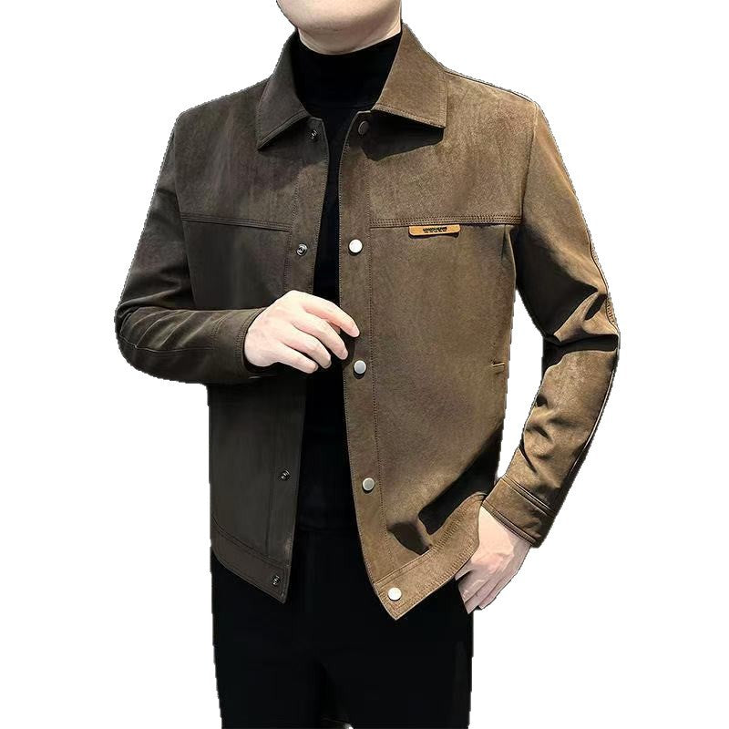 Mens Vintage Suede Lapel Jacket