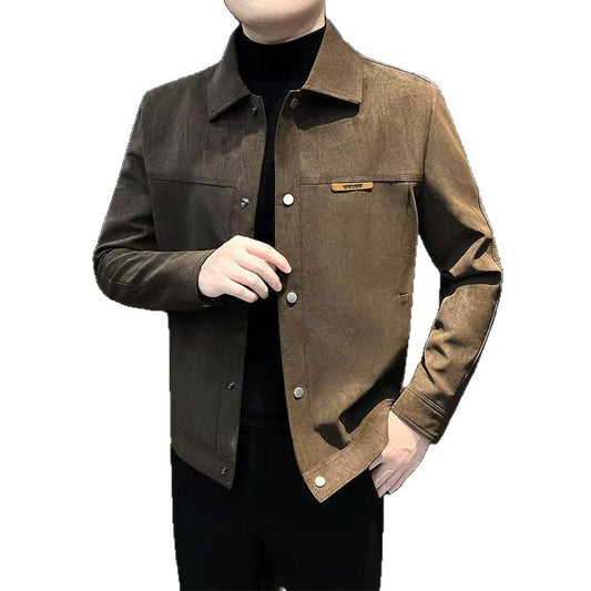 Mens Vintage Suede Lapel Jacket