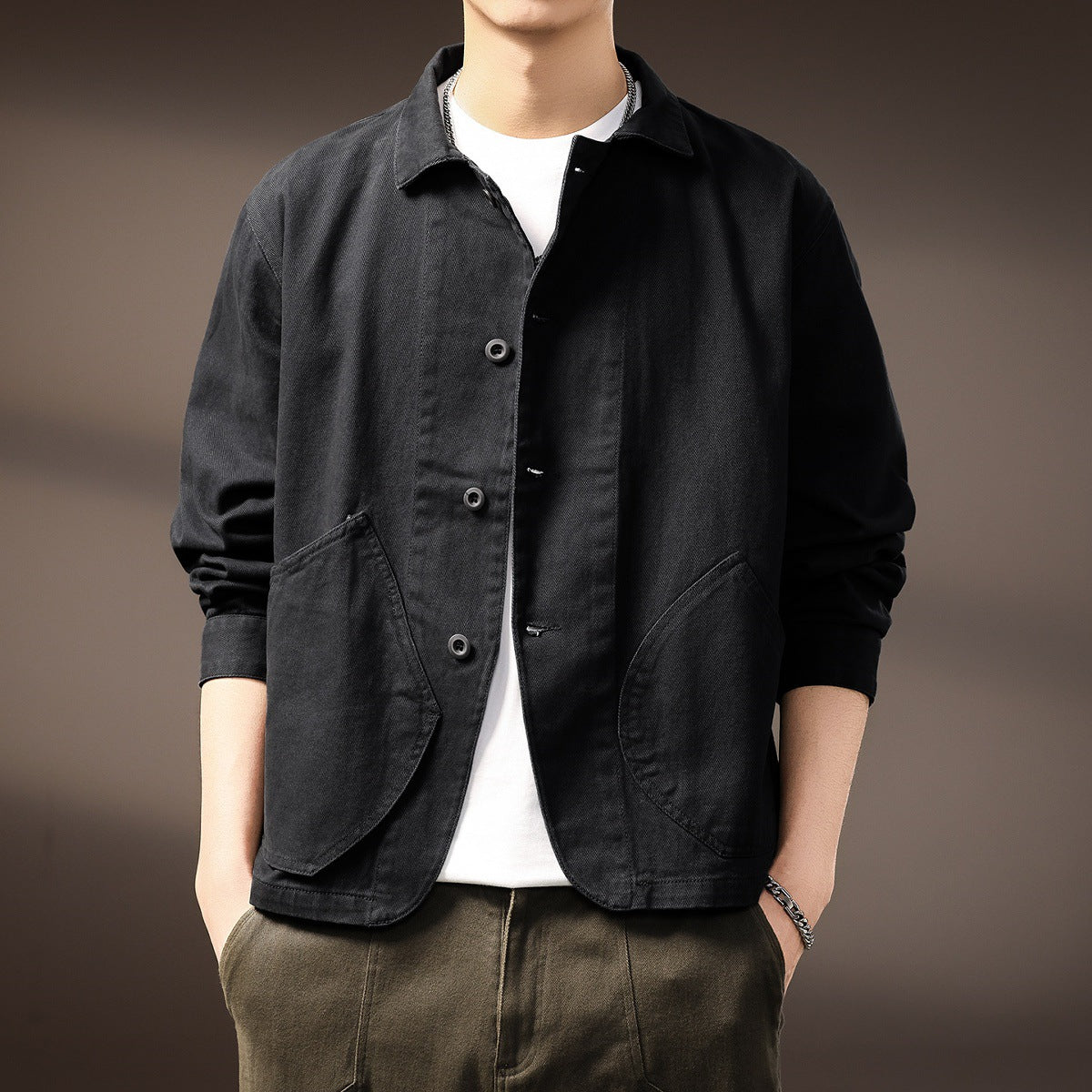 Mens Vintage Workwear Shirt Jacket