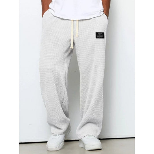 Mens Waffle Drawstring Casual Pants