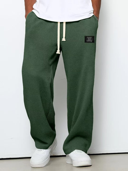 Mens Waffle Drawstring Casual Pants