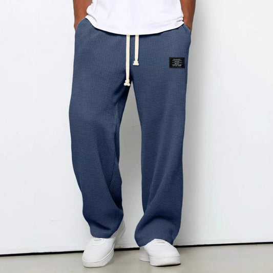 Mens Waffle Drawstring Casual Pants