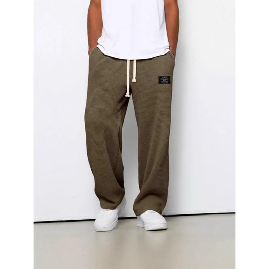 Mens Waffle Drawstring Casual Pants