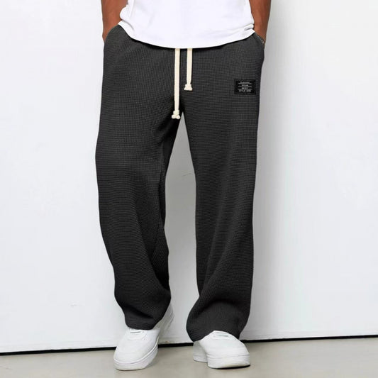 Mens Waffle Drawstring Casual Pants