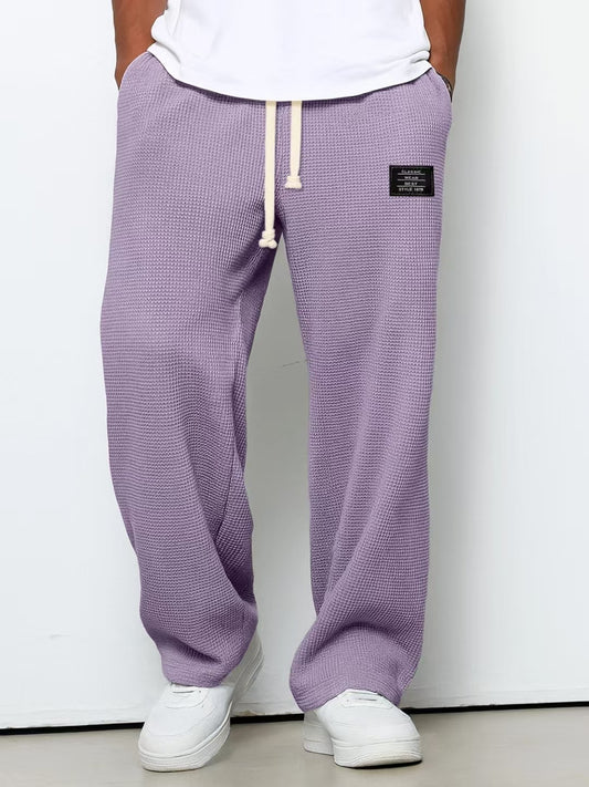 Mens Waffle Drawstring Casual Pants