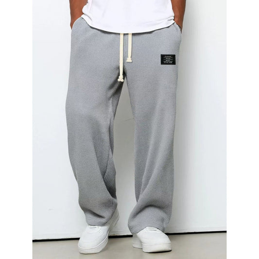 Mens Waffle Drawstring Casual Pants