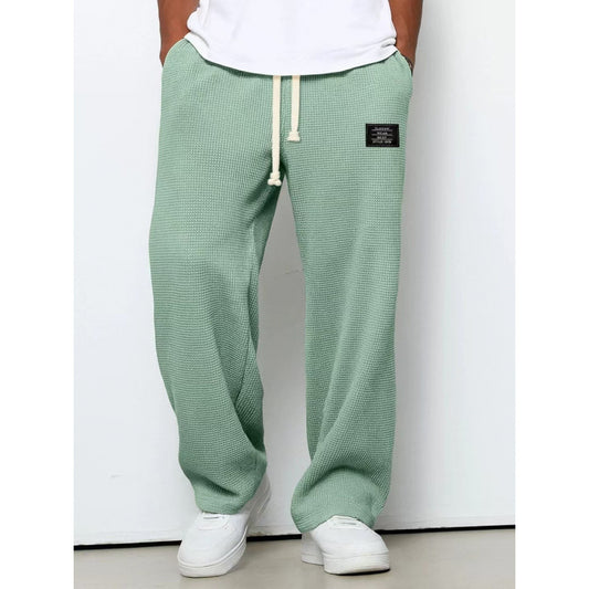 Mens Waffle Drawstring Casual Pants