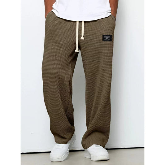 Mens Waffle Drawstring Casual Pants