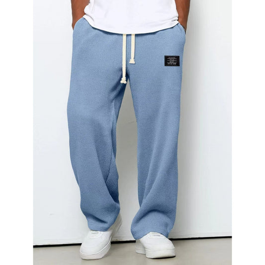 Mens Waffle Drawstring Casual Pants