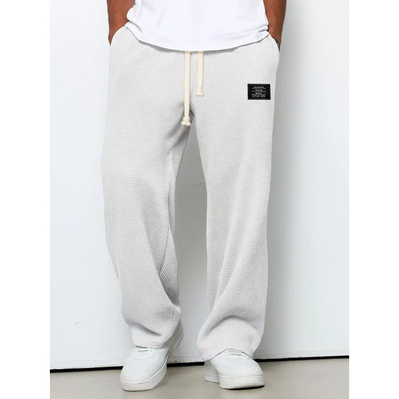 Mens Waffle Drawstring Casual Pants