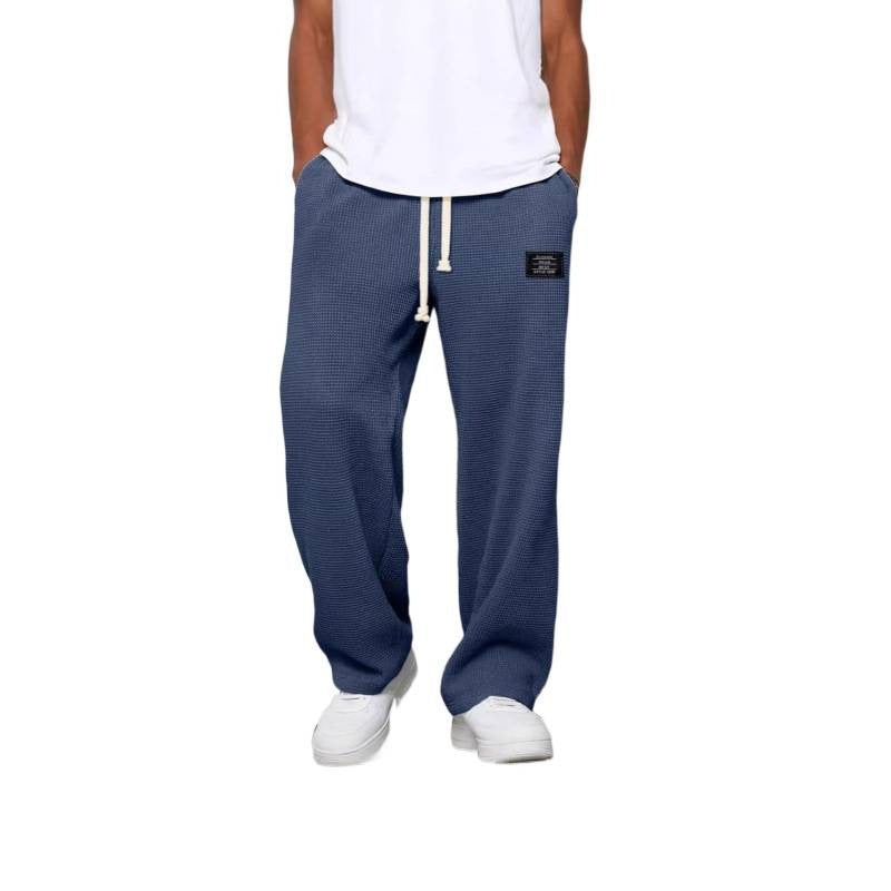 Mens Waffle Drawstring Casual Pants