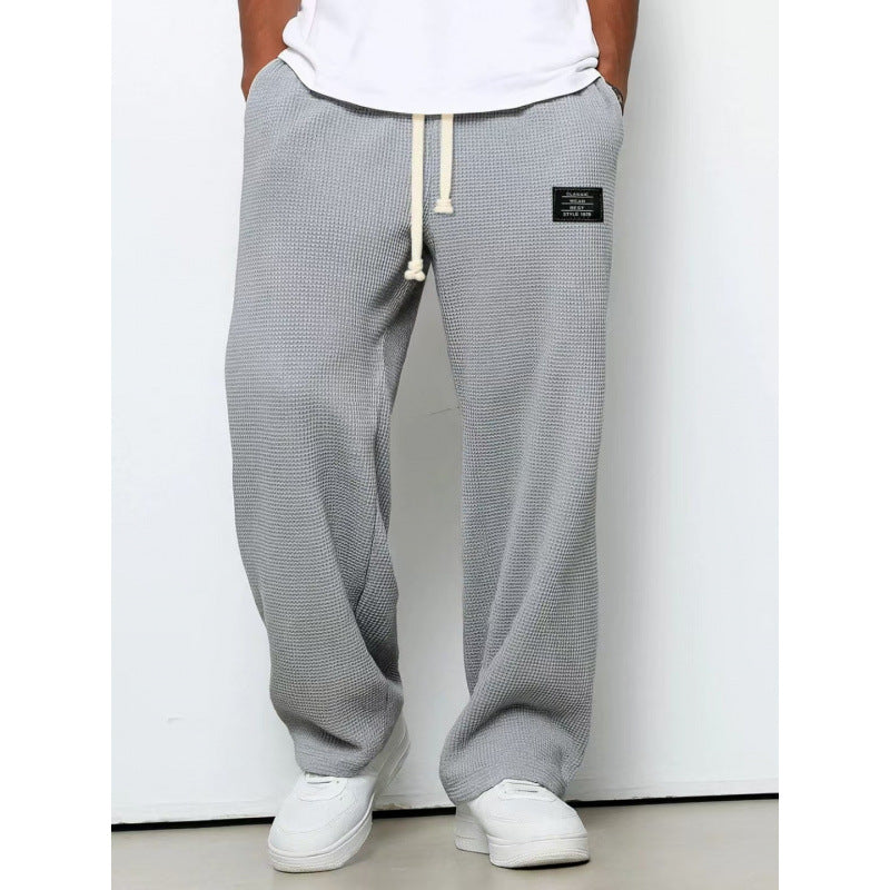 Mens Waffle Drawstring Casual Pants