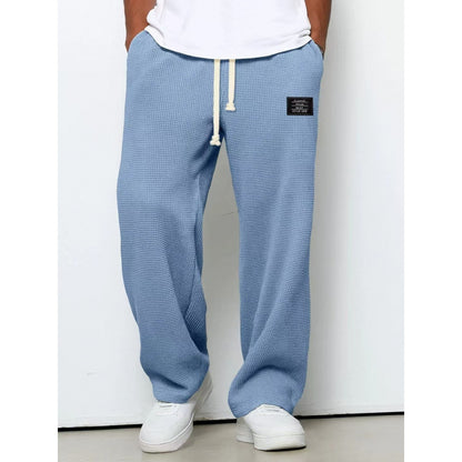 Mens Waffle Drawstring Casual Pants