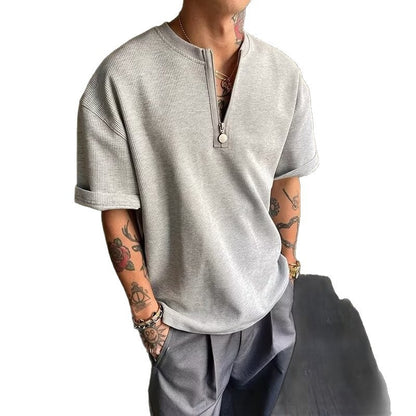Mens Waffle Half Zip Henley Shirt