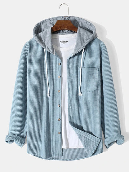 Mens Waffle Knit Hooded Sweatshirt
