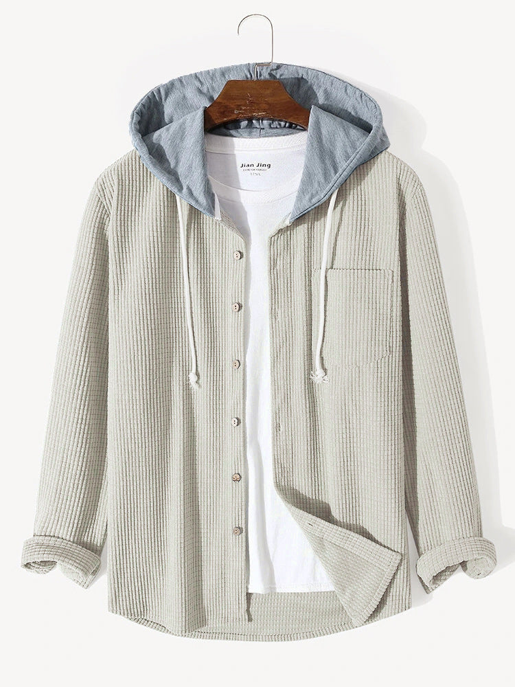 Mens Waffle Knit Hooded Sweatshirt