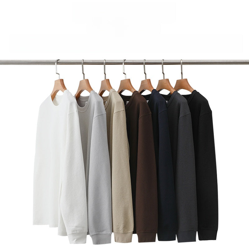 Mens Waffle Knit Long Sleeve T-Shirt
