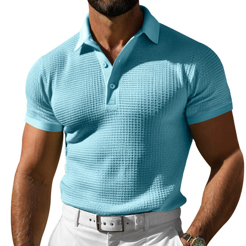 Mens Waffle Texture Polo Shirt