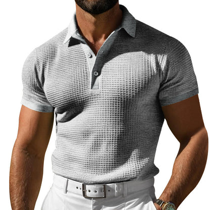 Mens Waffle Texture Polo Shirt