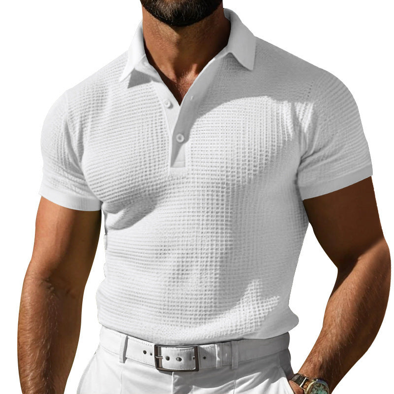 Mens Waffle Texture Polo Shirt