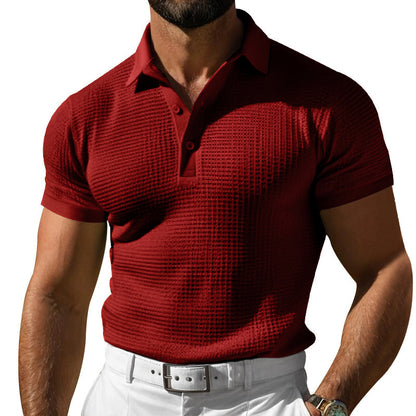 Mens Waffle Texture Polo Shirt